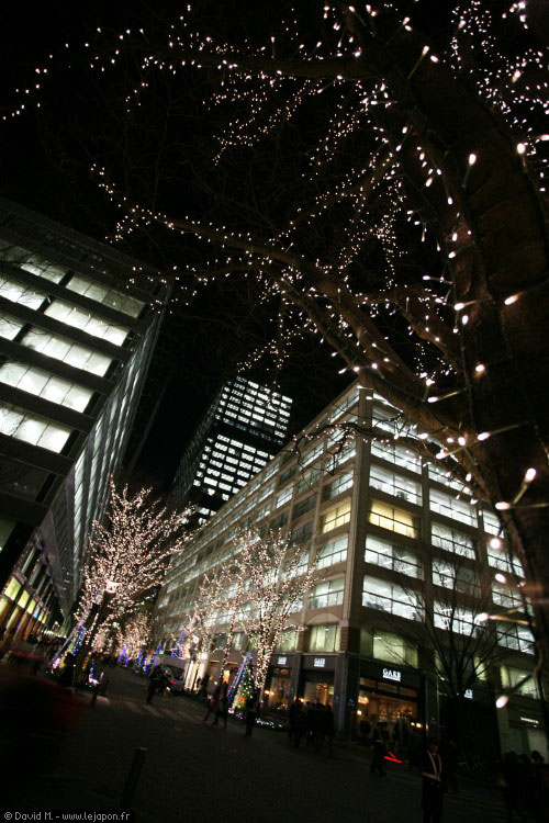 Illumination de Noël dans les rues près de Tokyo Station